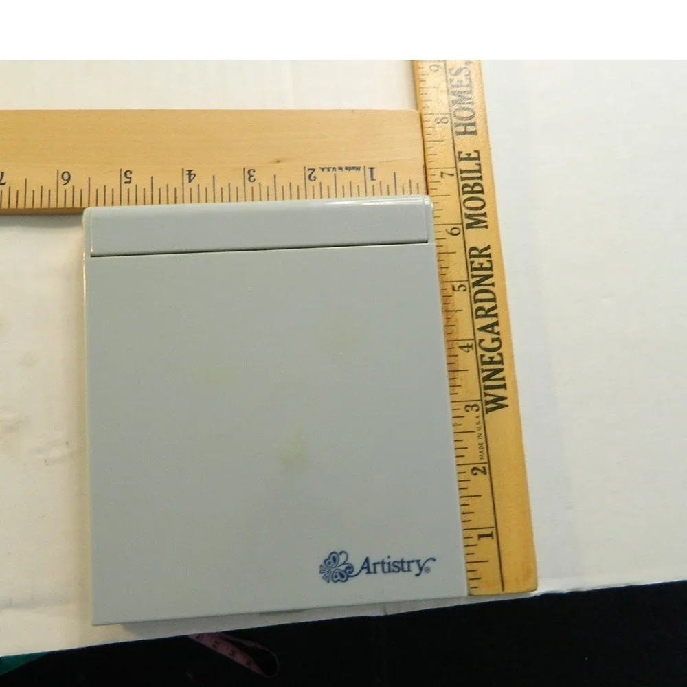 Artistry Compact Mirror Vintage Light Blue Dual Sided Magnifying Travel Square